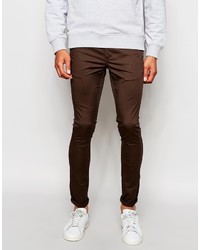 Asos Brand Extreme Super Skinny Chinos In Brown