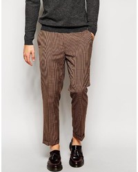 Asos Brand Slim Fit Cropped Pants In Check