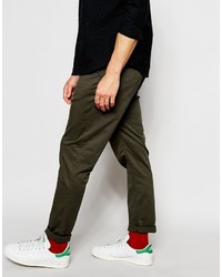 Asos Brand Tapered Chinos In Brown