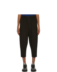 Homme Plissé Issey Miyake Brown Cropped Tailored Pleats Trousers
