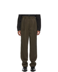 Lemaire Brown Silk Pleat Trousers