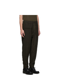 Ziggy Chen Green And Black Wool Houndstooth Trousers