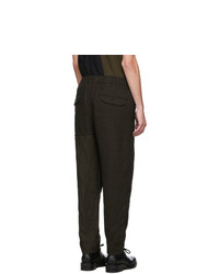 Ziggy Chen Green And Black Wool Houndstooth Trousers