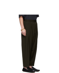 Hed Mayner Khaki Wool Cropped Trousers