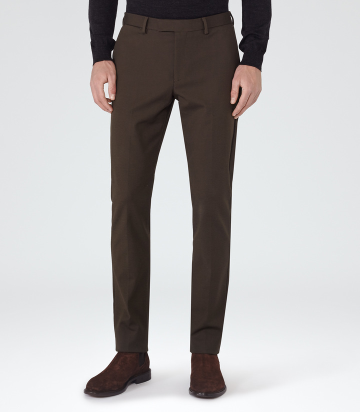 dark brown slim fit chinos