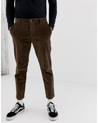 Pull&Bear Slim Fit Cord Trousers In Brown