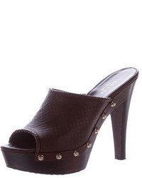 Gucci Embossed Leather Platform Sandals