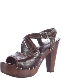 Prada Leather Platform Sandals