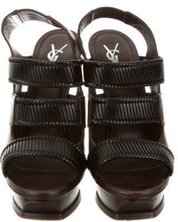 Saint Laurent Yves Platform Leather Sandals