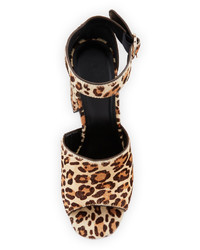 Joie Lahoma Chunky Leopard Print Calf Hair 95mm Sandal
