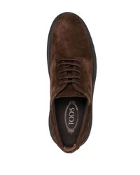 Tod's Logo Embroidered Suede Derby Shoes