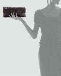 Nancy Gonzalez Gotham Crocodile Flap Clutch Bag Chocolate