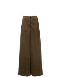 Dark Brown Corduroy Wide Leg Pants