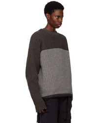 Sacai Brown Gray Sports Mix Sweater