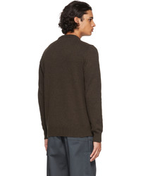 Stone Island Brown Wool Intarsia Logo Sweater
