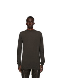 Men's Dark Brown Crew-neck Sweater, White Long Sleeve Shirt, Khaki ...