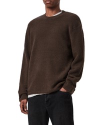AllSaints Eamont Cotton Blend Crewneck Sweater In Khaki Brown At Nordstrom