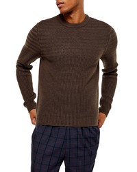 Topman Mixed Stitch Crewneck Sweater