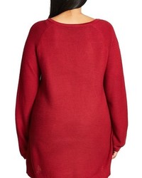 City Chic Plus Size Zip Detail Crewneck Sweater