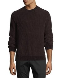 Vince Ribbed Velour Crewneck Sweater