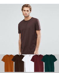 ASOS DESIGN Longline T Shirt With Crew Neck 5 Pack Save