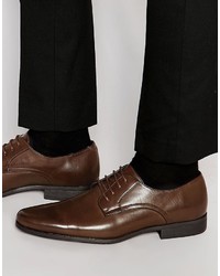 Asos Brand Derby Shoes In Brown Patent