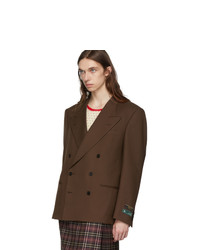 Gucci Brown Double Breasted Fluid Blazer