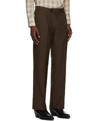 Ernest W. Baker Brown Pleated Straight Leg Trousers