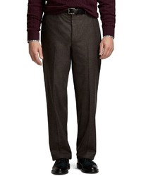 Brooks Brothers Madison Fit Saxxon Wool Flannel Plain Front Dress Trousers