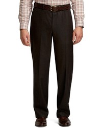 Brooks Brothers Madison Fit Saxxon Wool Flannel Plain Front Dress Trousers