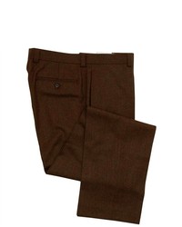 Ralph Lauren Flat Front Brown Flannel Wool Dress Pants