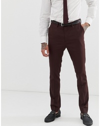 New Look Skinny Fit Suit Trousers In Burgundy