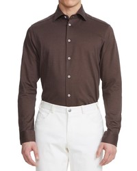 Jack Victor Abbott Knit Button Up Shirt In Brown At Nordstrom