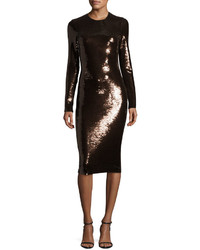 Tom Ford Sequined Long Sleeve Scoop Neck Dress