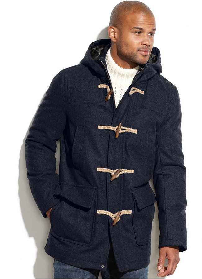 Tommy Hilfiger Wool Blend Melton Hooded Toggle Coat, | Macy's | Lookastic