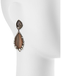 Alexis Bittar Crystal Lace Drop Clip On Earrings Brown
