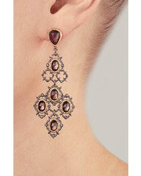Alexis Bittar Crystal Studded Gold Plated Lace Chandelier Earring