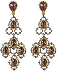 Alexis Bittar Crystal Studded Gold Plated Lace Chandelier Earring