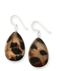 goldia Sterling Silver Large Mother Of Pearl Brown Tiger Tear Drop Earrings