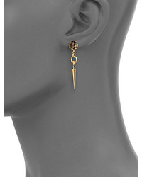 Gucci Horsebit Smoky Quartz 18k Yellow Gold Spike Drop Earrings