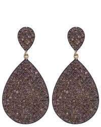 Lera Jewels Brown Diamond 2 Tier Teardrop Earrings