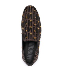 Moschino Crystal Embellished Jacquard Loafers