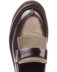Brunello Cucinelli Leather Loafers With Embellisht