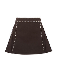 Dark Brown Embellished Mini Skirt