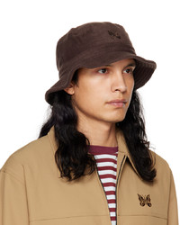 Needles Brown Embroidered Bucket Hat