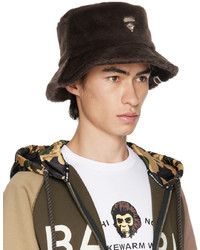 BAPE Brown One Point Faux Fur Bucket Hat