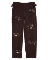 Bode Lookout Embroidered Side Tie Corduroy Trousers