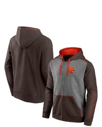 FANATICS Branded Heathered Charcoalbrown Cleveland Browns Expansion Full Zip Hoodie In Heather Charcoal At Nordstrom
