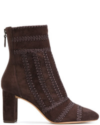 Dark Brown Embroidered Leather Boots