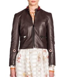 Fendi Floral Studded Embroidered Leather Jacket